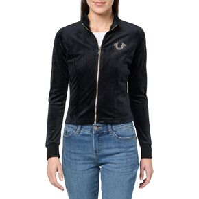 True Religion Women's Crystal TR Velour Track Jckt​