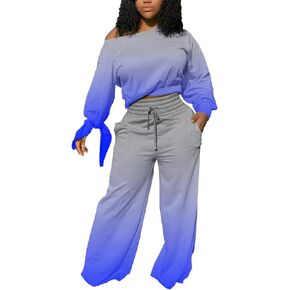 Yiershu Women's 2 Piece Outfits Casual Sweatsuits Long Sleeve Loose Matching Wide Leg Tracksuit Pants Sets with Pockets
