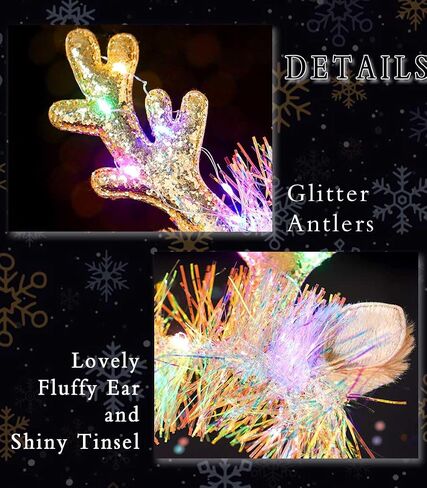 Uranian Light Up Christmas Headband Reindeer Antlers Headbands Led Xmas Hairbands Glowing Party Hair Hoop for Women and Girls in Saudi Arabia