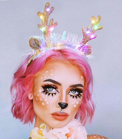 Uranian Light Up Christmas Headband Reindeer Antlers Headbands Led Xmas Hairbands Glowing Party Hair Hoop for Women and Girls in Saudi Arabia