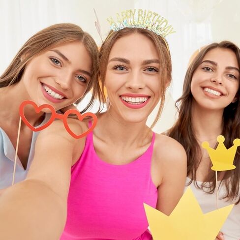 CIEHER Birthday Crown Headband, Women's and Girls' Birthday Tiara, Happy Birthday Decorations and Gifts - Gold in Kuwait