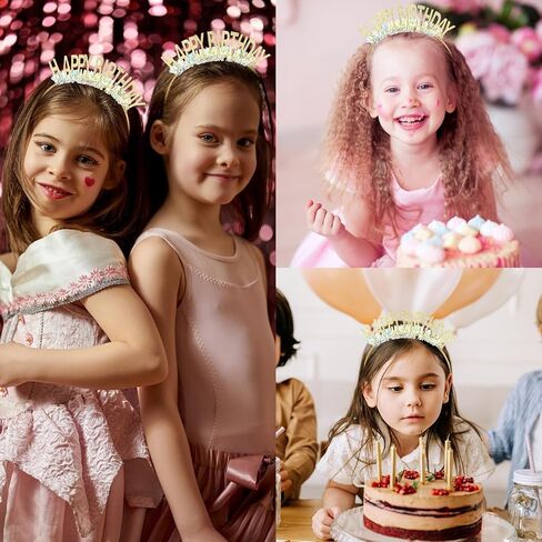 CIEHER Birthday Crown Headband, Women's and Girls' Birthday Tiara, Happy Birthday Decorations and Gifts - Gold in Kuwait