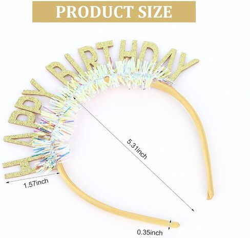 CIEHER Birthday Crown Headband, Women's and Girls' Birthday Tiara, Happy Birthday Decorations and Gifts - Gold in Kuwait
