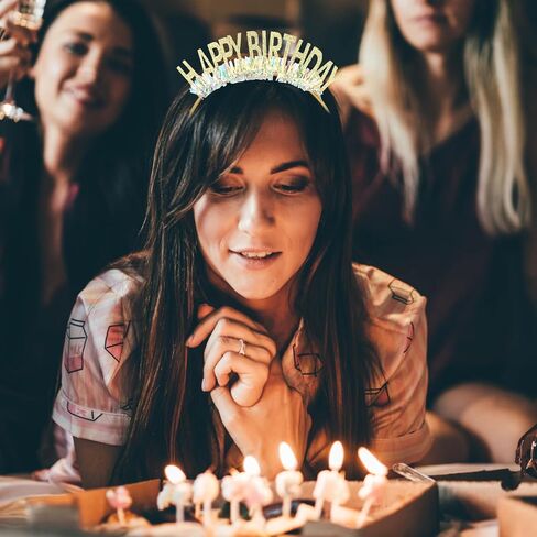 CIEHER Birthday Crown Headband, Women's and Girls' Birthday Tiara, Happy Birthday Decorations and Gifts - Gold in Kuwait