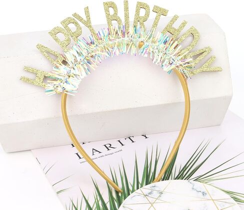 CIEHER Birthday Crown Headband, Women's and Girls' Birthday Tiara, Happy Birthday Decorations and Gifts - Gold in Kuwait