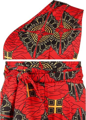 Vimoisa Women Sexy Boho African Jumpsuits Printing Rompers V-Neck Multi-Way Wide Leg Pants in Kuwait