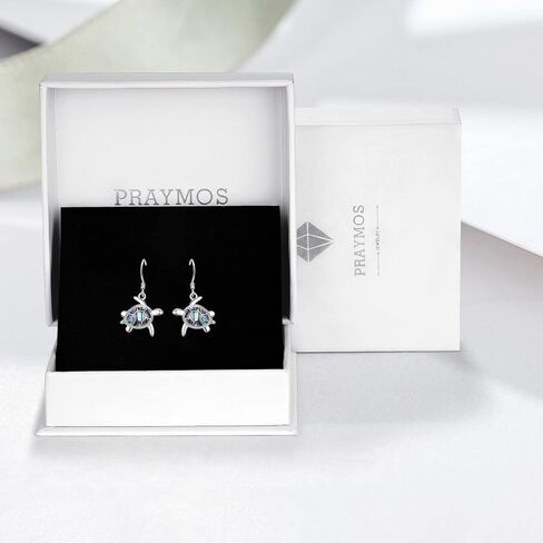 PRAYMOS Sea Turtle Earrings for Women Abalone Shell 925 Sterling Silver Dangle Earrings Hypoallergenic Drop Ocean Jewelry Turtle Gift in Saudi Arabia