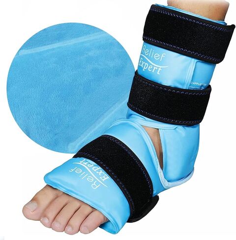 Relief Expert Ankle Foot Ice Pack Wrap for Injuries Reusable Gel Cold Pack with Cold Compression Therapy, Heel Ice Pack for Achilles Tendonitis, Plantar Fasciitis Blue in Saudi Arabia