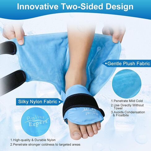 Relief Expert Ankle Foot Ice Pack Wrap for Injuries Reusable Gel Cold Pack with Cold Compression Therapy, Heel Ice Pack for Achilles Tendonitis, Plantar Fasciitis Blue in Saudi Arabia