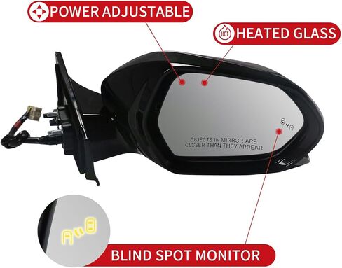 Marretoo for TOYOTA PRIUS Side Mirror Assembly 2016 2017 2018 2019-2024 | Power | Heated |BSM/Blind Spot Monitoring Replacement TO1321357 for TOYOTA PRIUS Accessories (Passenger Side(RH)) in Saudi Arabia