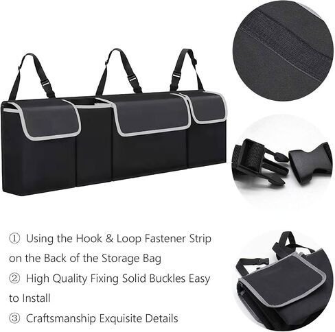 Car Trunk Hanging Organizer, Backseat Storage Bag 3 Adjustable Shoulder Straps Foldable Car Trunk Grocery Organizer Accessories for Car SUV Van in Saudi Arabia