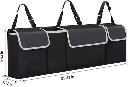 Car Trunk Hanging Organizer, Backseat Storage Bag 3 Adjustable Shoulder Straps Foldable Car Trunk Grocery Organizer Accessories for Car SUV Van in Saudi Arabia