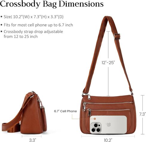 befen Genuine Leather Crossbody Purses for Women, Woman Medium Pocketbooks Shoulder Bags Handbags with Multi Zipper Pockets in Kuwait