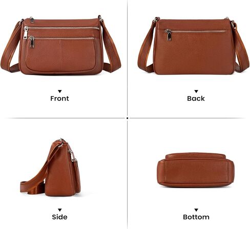 befen Genuine Leather Crossbody Purses for Women, Woman Medium Pocketbooks Shoulder Bags Handbags with Multi Zipper Pockets in Kuwait