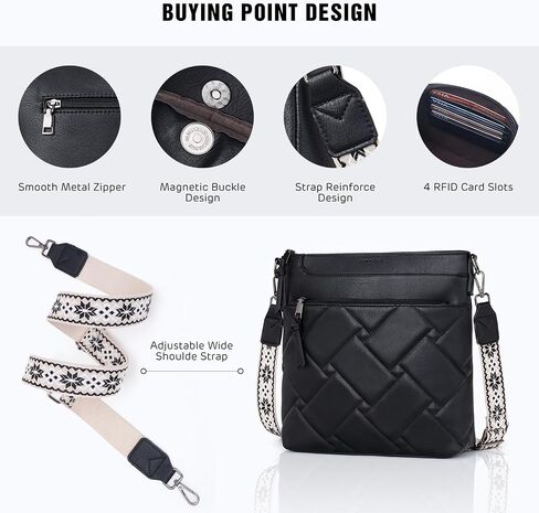 POIUGOYA Quilted Crossbody Bags for Women Trendy,Vegan Leather Medium Shoulder Handbags Travel Purse with RFID Card Slots in Saudi Arabia