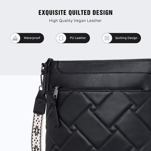 POIUGOYA Quilted Crossbody Bags for Women Trendy,Vegan Leather Medium Shoulder Handbags Travel Purse with RFID Card Slots in Saudi Arabia