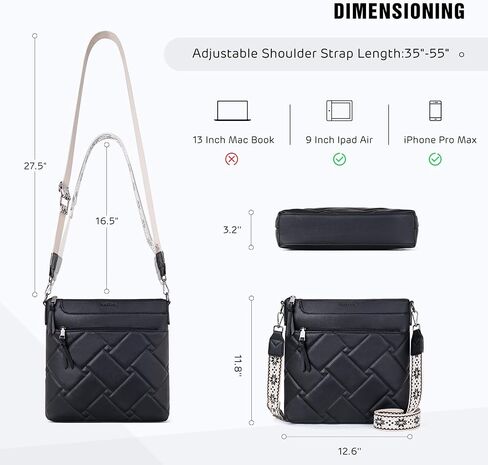 POIUGOYA Quilted Crossbody Bags for Women Trendy,Vegan Leather Medium Shoulder Handbags Travel Purse with RFID Card Slots in Saudi Arabia