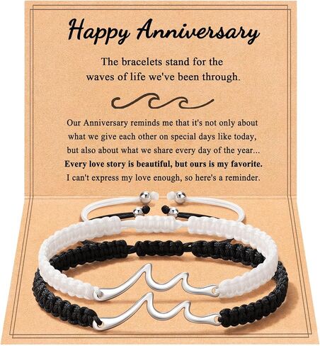 Tarsus Couples Gifts, The Waves of Life We've Through Together, Matching Bracelets for Couples Husband Wife Boyfriend Girlfriend, Valentine's Day Anniversary Birthday Christmas Engagement Gift in Saudi Arabia