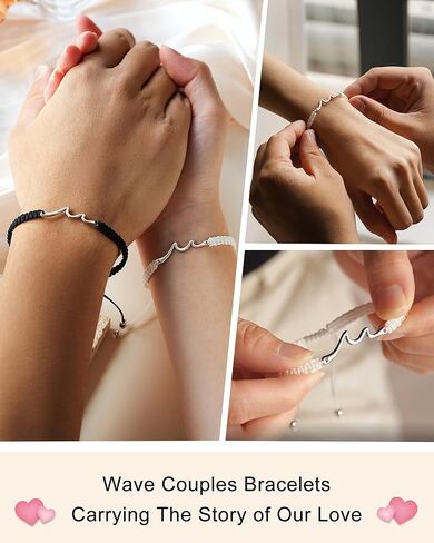 Tarsus Couples Gifts, The Waves of Life We've Through Together, Matching Bracelets for Couples Husband Wife Boyfriend Girlfriend, Valentine's Day Anniversary Birthday Christmas Engagement Gift in Saudi Arabia