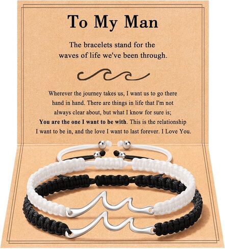 Tarsus Couples Gifts, The Waves of Life We've Through Together, Matching Bracelets for Couples Husband Wife Boyfriend Girlfriend, Valentine's Day Anniversary Birthday Christmas Engagement Gift in Saudi Arabia