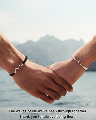 Tarsus Couples Gifts, The Waves of Life We've Through Together, Matching Bracelets for Couples Husband Wife Boyfriend Girlfriend, Valentine's Day Anniversary Birthday Christmas Engagement Gift in Saudi Arabia