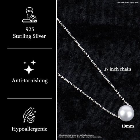 Single Floating Pearl Genuine Freshwater Cultured 10-11mm Pendant Necklace for Women 17" in Kuwait