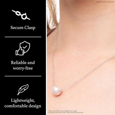 Single Floating Pearl Genuine Freshwater Cultured 10-11mm Pendant Necklace for Women 17" in Kuwait