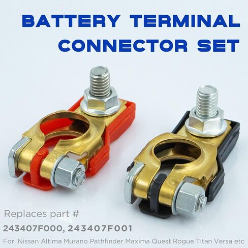 Battery Terminal Connectors for Nissan, Maxima, Rouge, Sentra, Murano,243407F000,24340-7F000, 243407F001, Positive and Negative,Plastic Cover, Auto Parts by KeeRoarin in Saudi Arabia