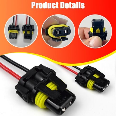 2PC 9005 9006 HB3 HB4 Female Adapter Wiring Harness Sockets,Headlight Wire Connector,Fog Lights Connector,Universal Car Waterproof Plugs(Black) in Saudi Arabia