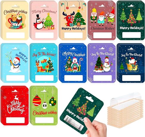 YSURE 12 PCS Christmas Money Holders for Cash Cards Checks Funny lipstick Holder Gift Card Holders Unique with Plastic Domes Cover and Double-Sided Adhesive for Crafts Christmas Decorations Indoor in Saudi Arabia