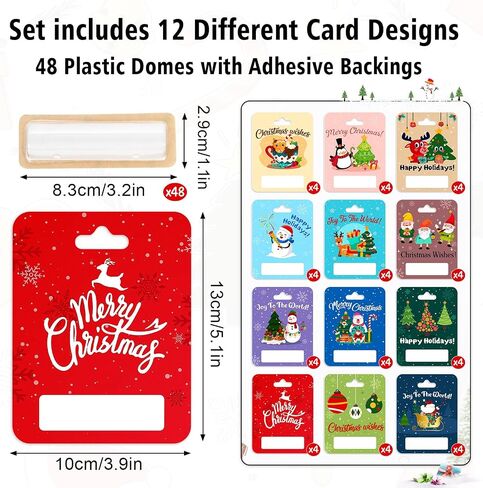 YSURE 12 PCS Christmas Money Holders for Cash Cards Checks Funny lipstick Holder Gift Card Holders Unique with Plastic Domes Cover and Double-Sided Adhesive for Crafts Christmas Decorations Indoor in Saudi Arabia