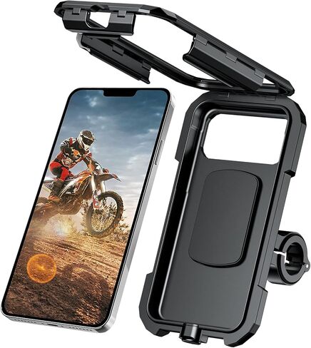 Waterproof Motorcycle Phone Mount 360°Ball Rotation Bike Cellphone Holder Sensitive Touch Screen for 4.7"-6.0" Smartphones Up to 11mm Thick, Fits to Handlebar 0.87"-1.26" Bicycle/Motorbike... in Saudi Arabia
