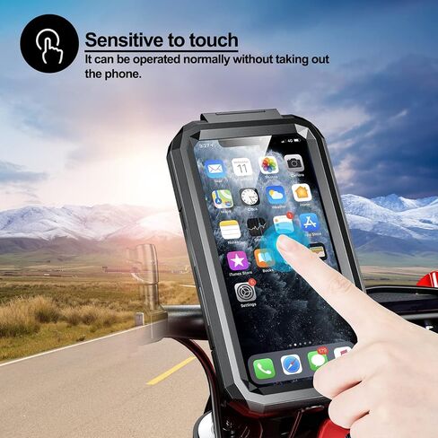 Waterproof Motorcycle Phone Mount 360°Ball Rotation Bike Cellphone Holder Sensitive Touch Screen for 4.7"-6.0" Smartphones Up to 11mm Thick, Fits to Handlebar 0.87"-1.26" Bicycle/Motorbike... in Saudi Arabia