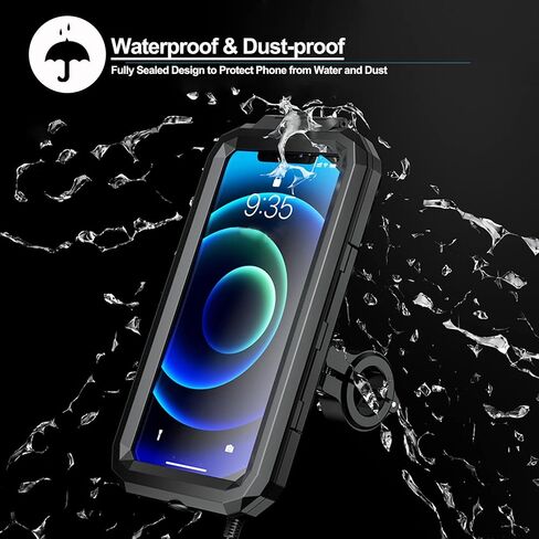 Waterproof Motorcycle Phone Mount 360°Ball Rotation Bike Cellphone Holder Sensitive Touch Screen for 4.7"-6.0" Smartphones Up to 11mm Thick, Fits to Handlebar 0.87"-1.26" Bicycle/Motorbike... in Saudi Arabia