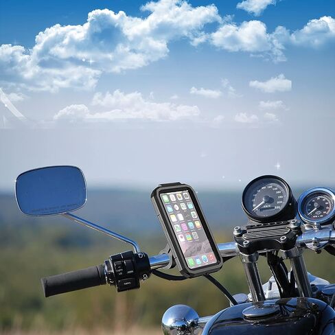 Waterproof Motorcycle Phone Mount 360°Ball Rotation Bike Cellphone Holder Sensitive Touch Screen for 4.7"-6.0" Smartphones Up to 11mm Thick, Fits to Handlebar 0.87"-1.26" Bicycle/Motorbike... in Saudi Arabia