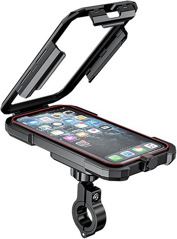 Waterproof Motorcycle Phone Mount 360°Ball Rotation Bike Cellphone Holder Sensitive Touch Screen for 4.7"-6.0" Smartphones Up to 11mm Thick, Fits to Handlebar 0.87"-1.26" Bicycle/Motorbike... in Saudi Arabia