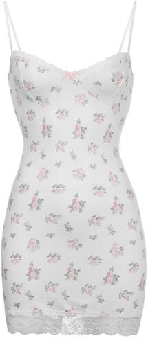 Bella's Fantasy Women's Sexy Lingerie Sleepwear Lace Chemise Nightgown Full Slip White S-L in Saudi Arabia