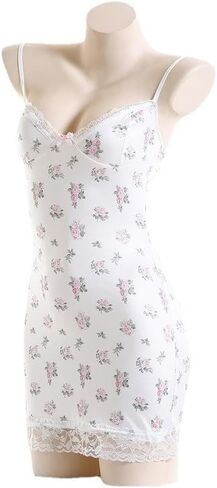 Bella's Fantasy Women's Sexy Lingerie Sleepwear Lace Chemise Nightgown Full Slip White S-L in Saudi Arabia
