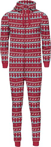 KICKEE Celebrations Adult Fleece Jumpsuit with Hood, Unisex Loungewear and Sleepwear for Men and Women, Family Matching in Kuwait