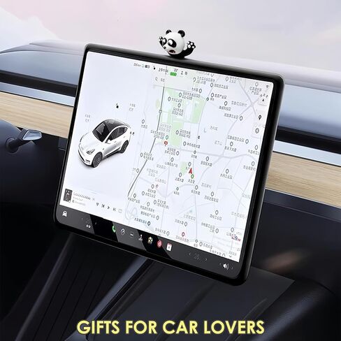 مرآة الرؤية الخلفية للسيارة اللطيفة وحلية قلادة الشاشة متوافقة مع طراز Tesla 3 YXS Cybertruck Truck Navigator شاشة ملصق ديكورات داخلية ملحقات تقليم (الباندا) in Kuwait
