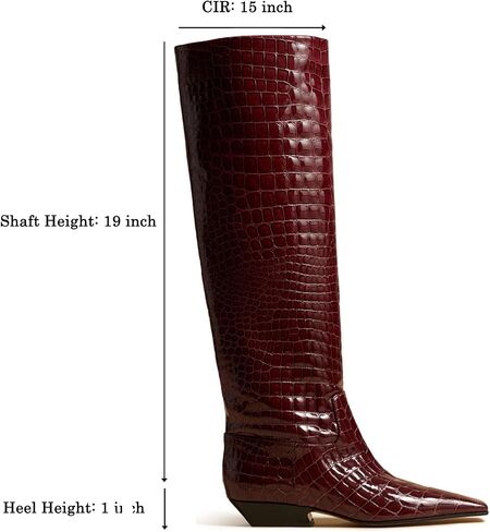 MOOMMO Women Flat Heel Knee High Boots Square Toe Pull On Long Boots Suede Slouch Low Heel Dress Boots Wide Calf Pleated Knee High Tall Boots Comfort Vintage Casual Walking Party 4-11 M US in Kuwait