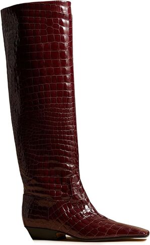 MOOMMO Women Flat Heel Knee High Boots Square Toe Pull On Long Boots Suede Slouch Low Heel Dress Boots Wide Calf Pleated Knee High Tall Boots Comfort Vintage Casual Walking Party 4-11 M US in Kuwait
