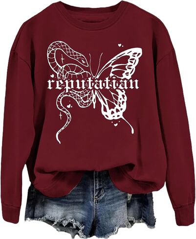 SAUIVD Women's Casual Top Novelty Butterflies Sweatshirt Cute Butterflies Lover Gift Sweatshirt Long Sleeve Holiday Tee in Saudi Arabia