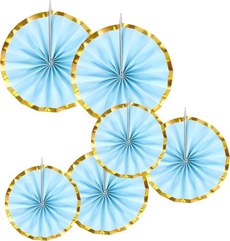 Craftopia Paper Fans - Pink & Gold - Set of 6 3D Hanging Fans for Birthday, Colorful Baby Shower, or Classroom Bulletin Decorations - Paper Garlands, 15.7x7.8x11.8 inches in Saudi Arabia