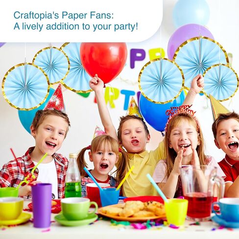 Craftopia Paper Fans - Pink & Gold - Set of 6 3D Hanging Fans for Birthday, Colorful Baby Shower, or Classroom Bulletin Decorations - Paper Garlands, 15.7x7.8x11.8 inches in Saudi Arabia