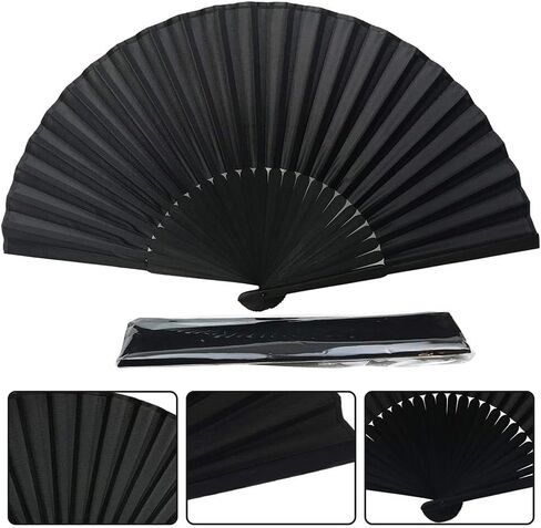 2 Pcs Folding Hand Fans Large Hand Held Fabric Fans Foldable Handheld Fans Vintage Hand Fans with 2 Pcs Storage Pouches Home Decorations in Saudi Arabia