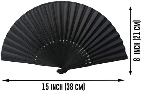 2 Pcs Folding Hand Fans Large Hand Held Fabric Fans Foldable Handheld Fans Vintage Hand Fans with 2 Pcs Storage Pouches Home Decorations in Saudi Arabia