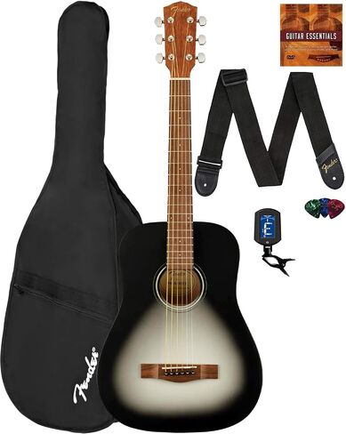 Fender FA-15 3/4-Scale Kids Steel String Acoustic Guitar - Natural Bundle with Gig Bag, Tuner, Strap, Picks, Fender Play Online Lessons, and Austin Bazaar Instructional DVD in Saudi Arabia