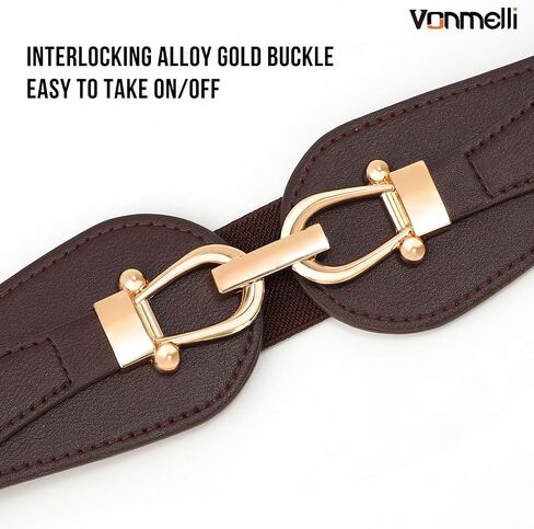 VONMELLI Wide Elastic Belts for Women Stretch Ladies Waist Belt Fashion Gold Buckle, Vintage Thick Womens Belts for Dress in Kuwait