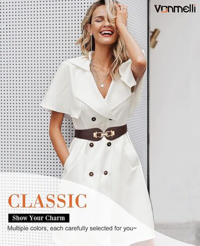 VONMELLI Wide Elastic Belts for Women Stretch Ladies Waist Belt Fashion Gold Buckle, Vintage Thick Womens Belts for Dress in Kuwait